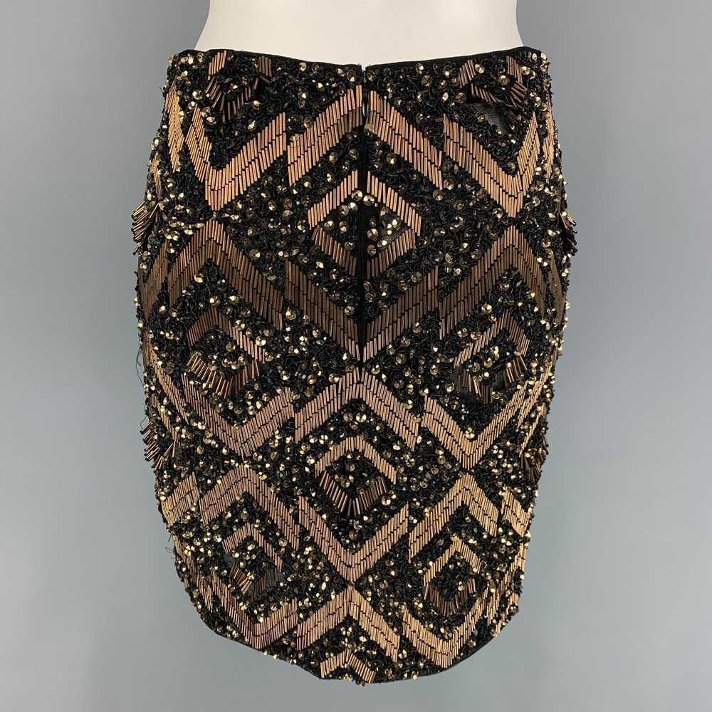 Allsaints Black Gold Nylon Sequined Pencil Skirt - image 3