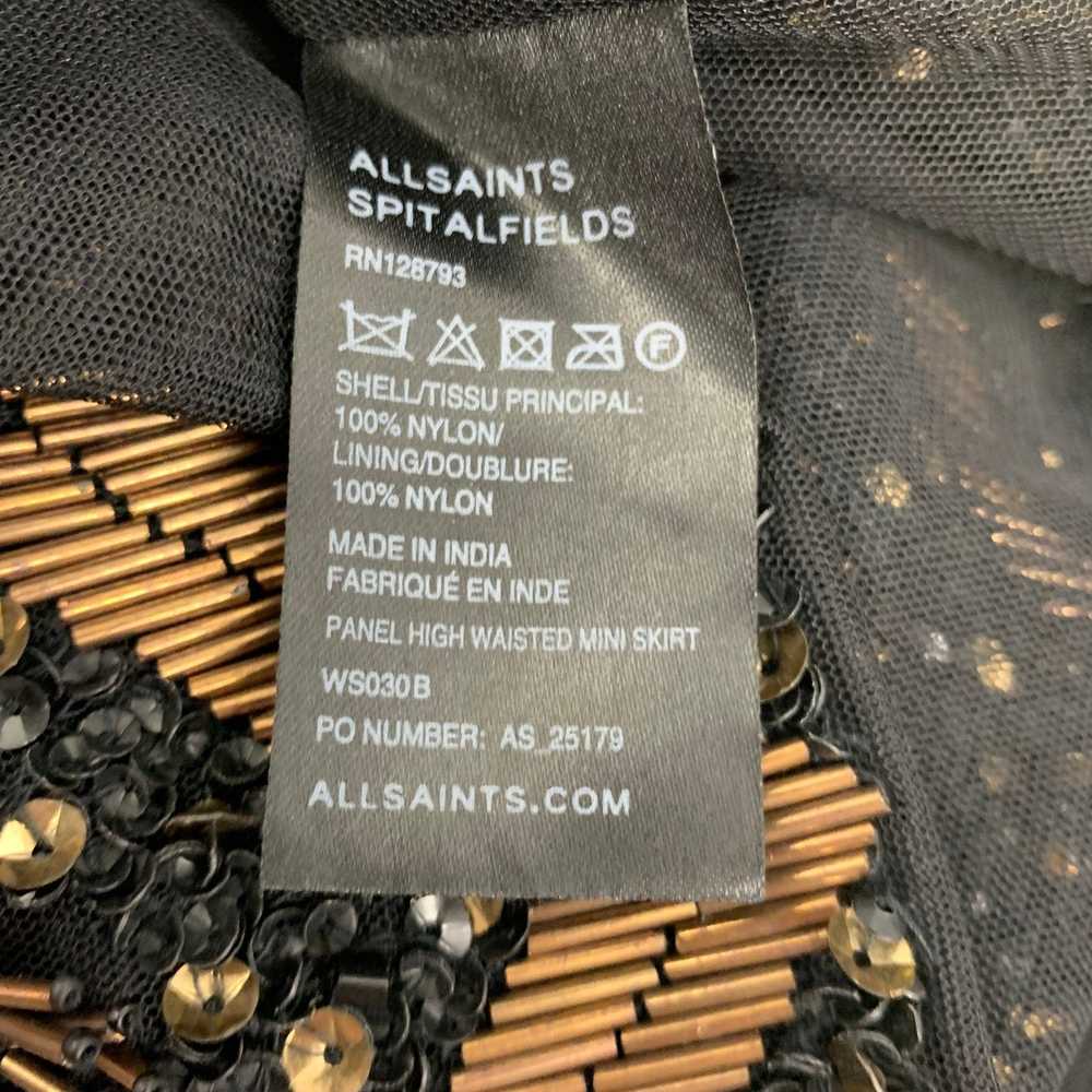 Allsaints Black Gold Nylon Sequined Pencil Skirt - image 4