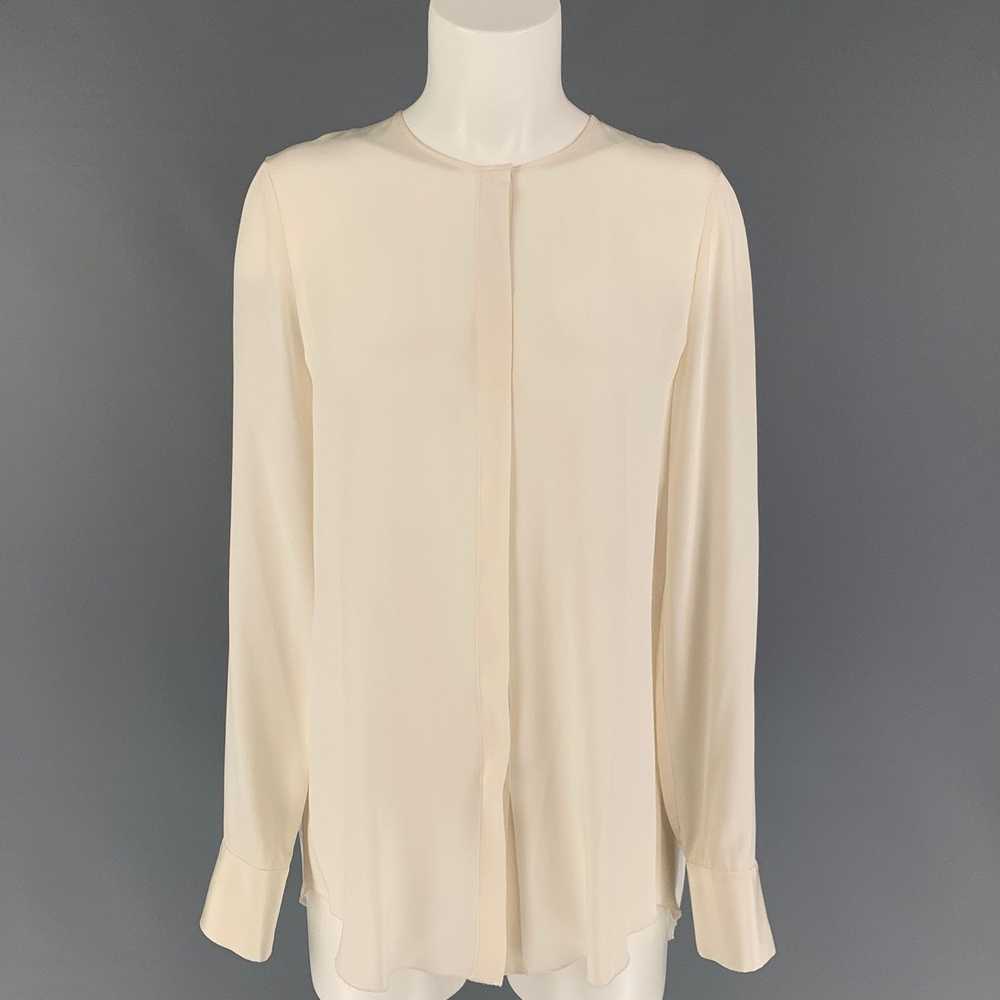 Derek Lam Cream White Silk Pleated Long Sleeve Bl… - image 1