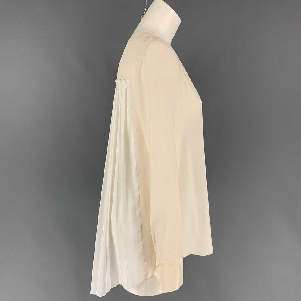 Derek Lam Cream White Silk Pleated Long Sleeve Bl… - image 2