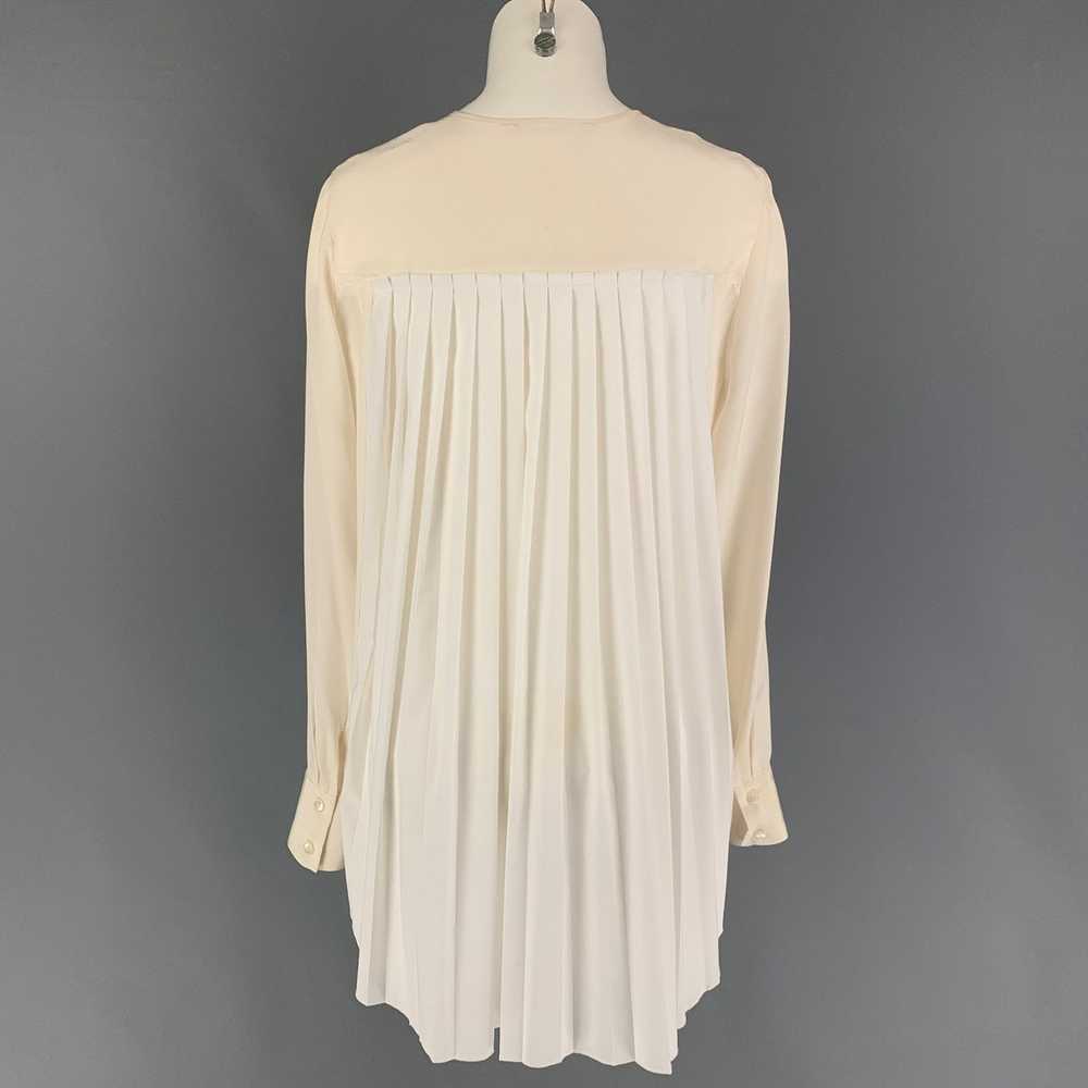 Derek Lam Cream White Silk Pleated Long Sleeve Bl… - image 3