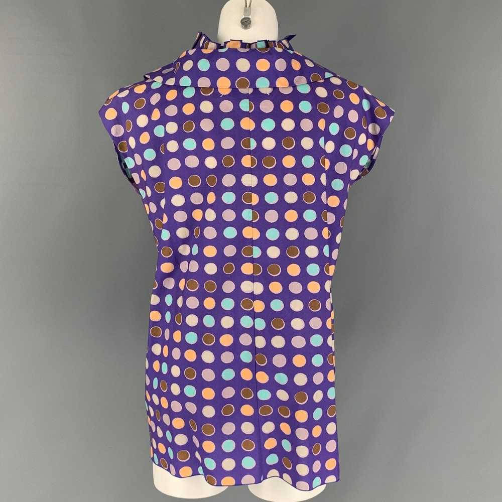 Marni Purple & Taupe Polka Dot Cotton Sleeveless … - image 3