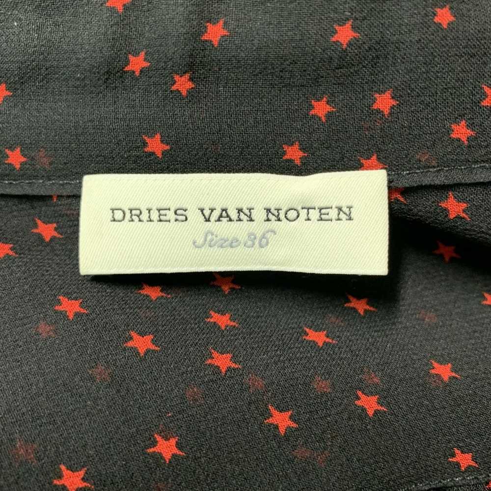 Dries Van Noten Black & Red Silk Stars Ruffle Shi… - image 5