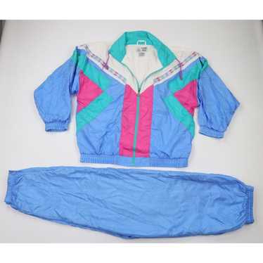 Basic Editions Track Suit Jacket Pants Womens Medium Blue Vintage