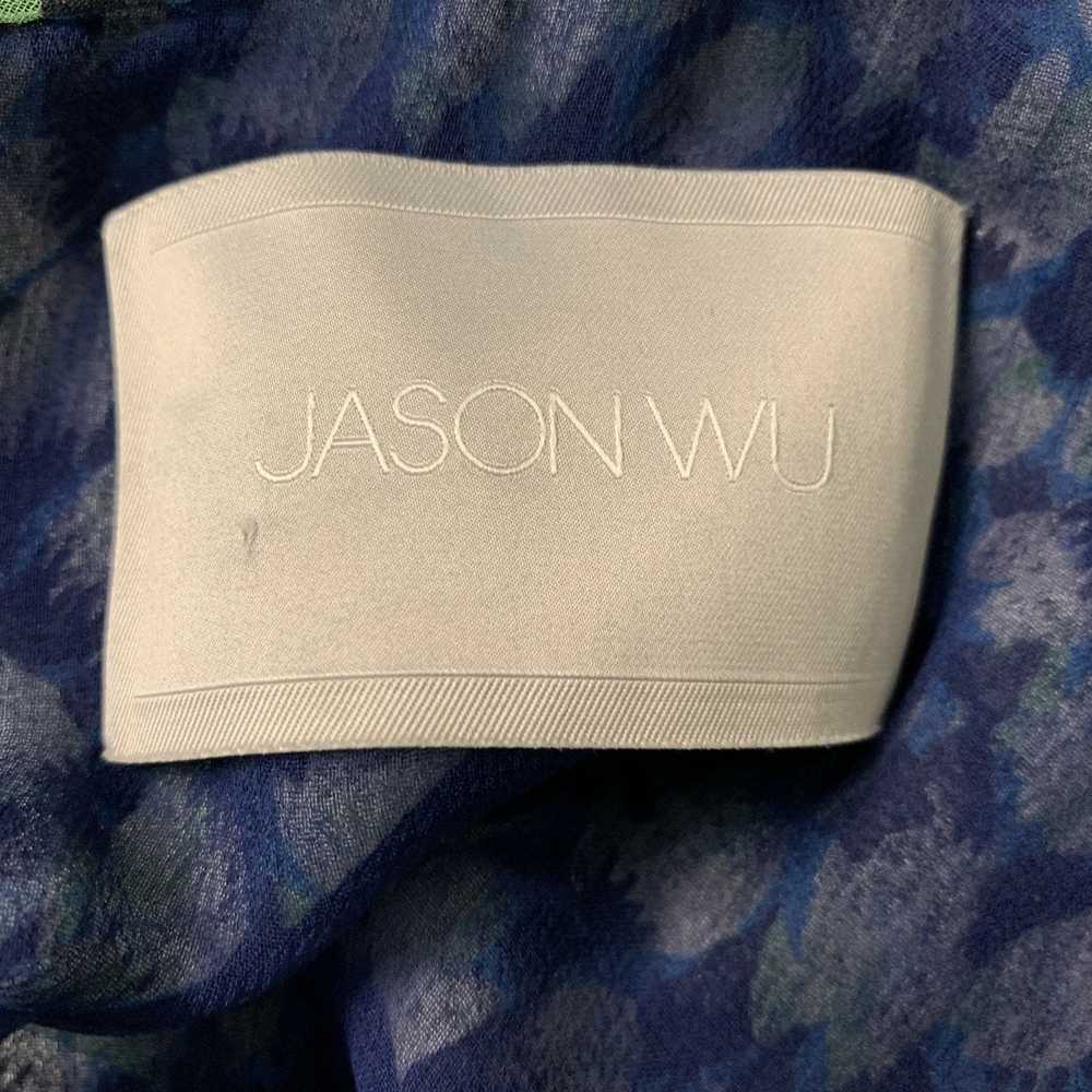 Jason Wu Blue, White & Black Silk Floral Blouse - image 4