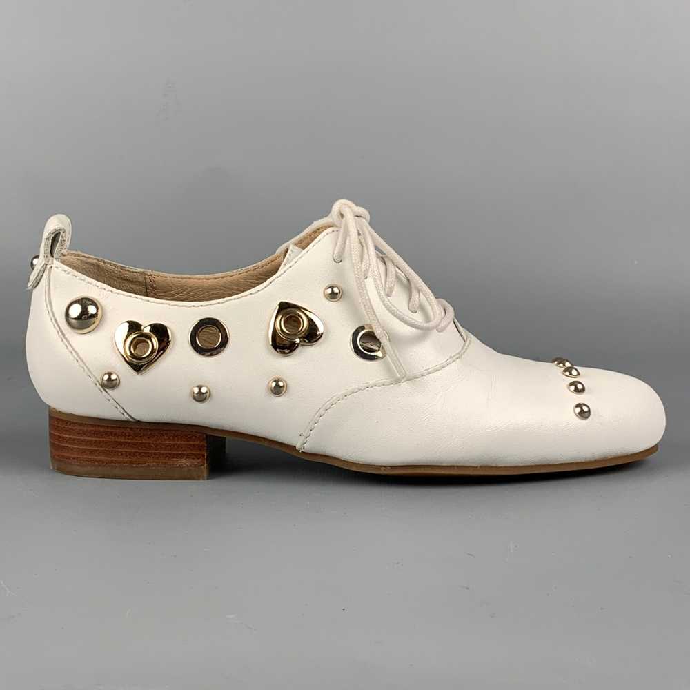 Moschino LOVE White Leather Studded Flats - image 1