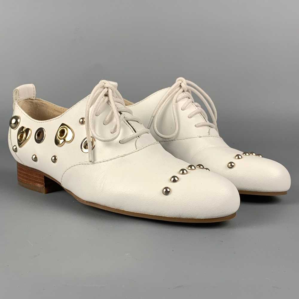 Moschino LOVE White Leather Studded Flats - image 2