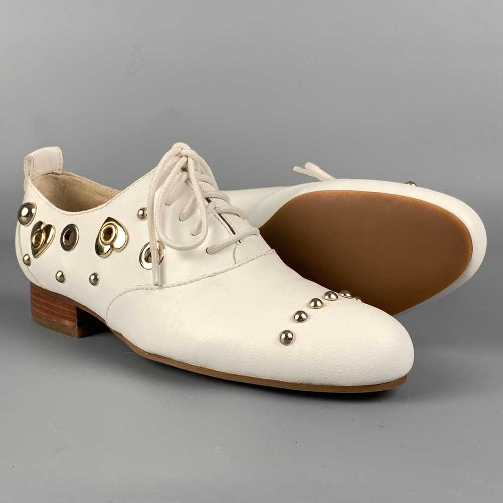 Moschino LOVE White Leather Studded Flats - image 3