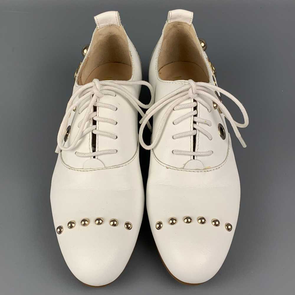Moschino LOVE White Leather Studded Flats - image 4