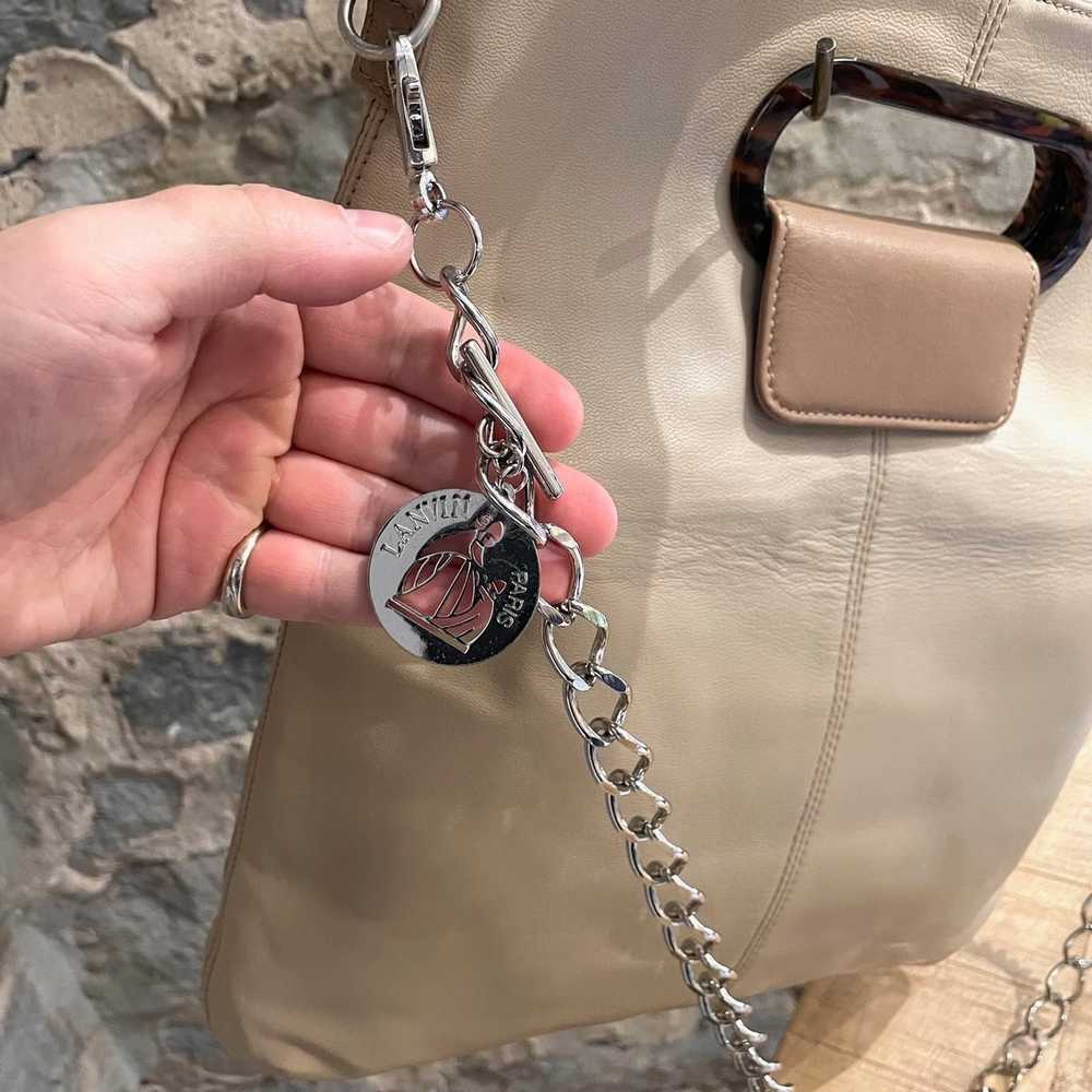 Lanvin Lanvin Beige Leather Two-way Chain Top Han… - image 3