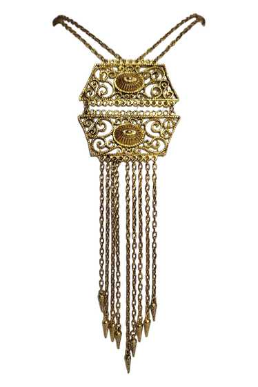 60's/70's Gold -Tone Ornate Fringe Tassel Necklace