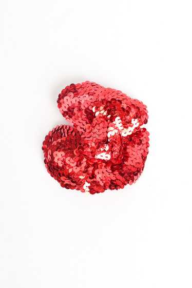 CHANEL 1985 Red Sequin Camellia Flower Pin