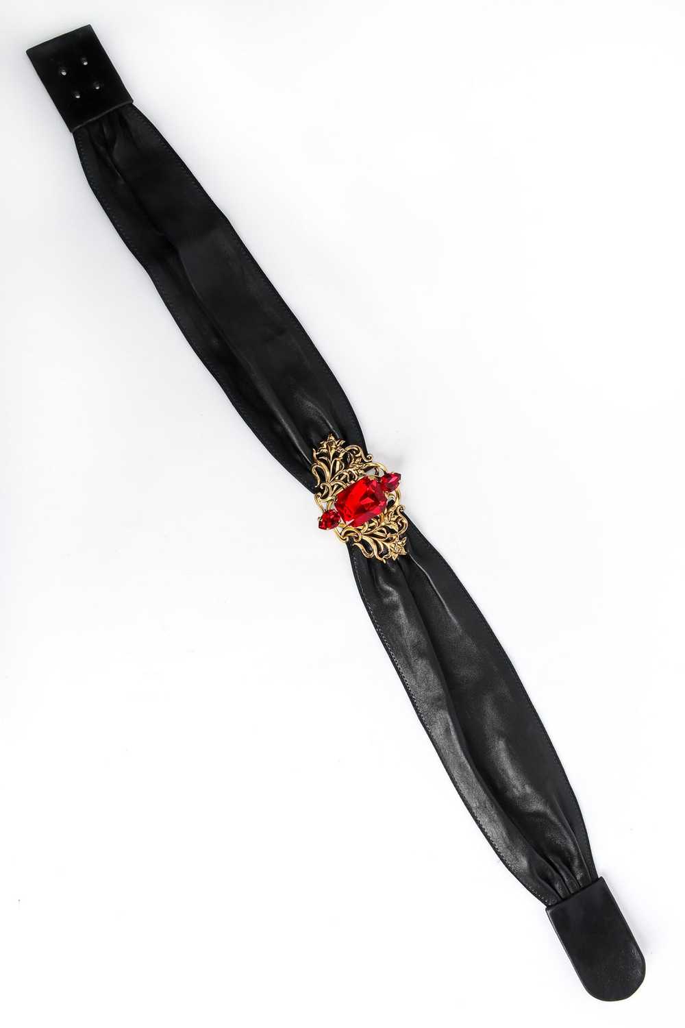 Filigree Ruby Crystal Leather Sash Belt - image 2