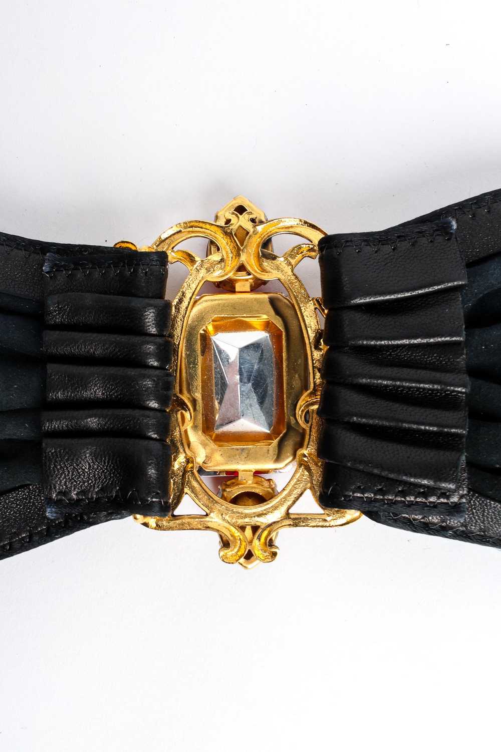 Filigree Ruby Crystal Leather Sash Belt - image 7