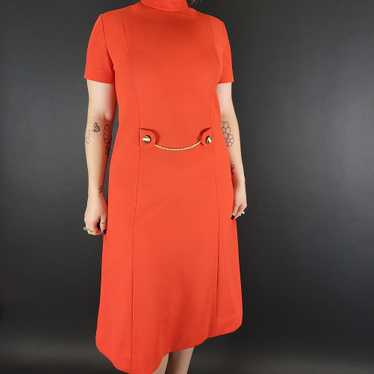 60s Red Mod Mock Neck Shift Dress - image 1