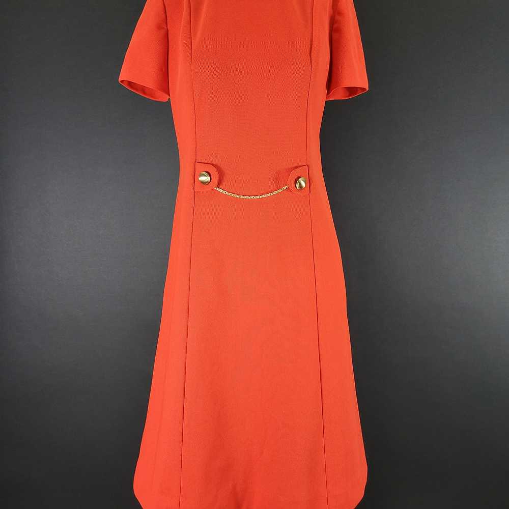 60s Red Mod Mock Neck Shift Dress - image 2