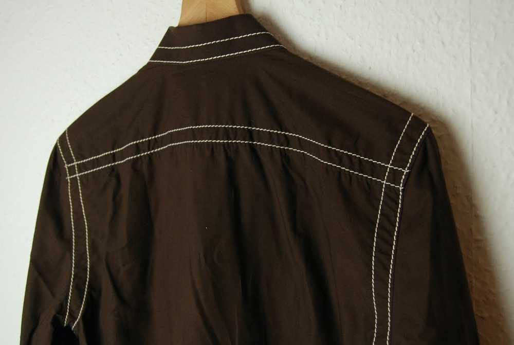 Prada Chocolate brown shirt with white stitches r… - image 8