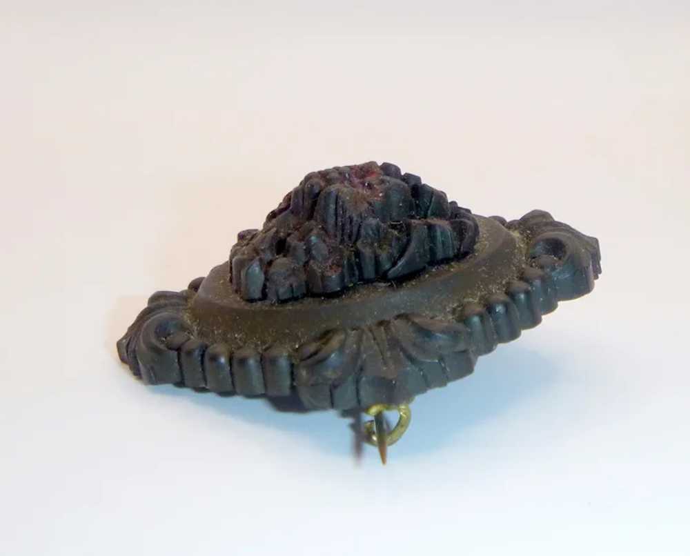 Antique Victorian Gutta Percha Mourning Brooch - image 5