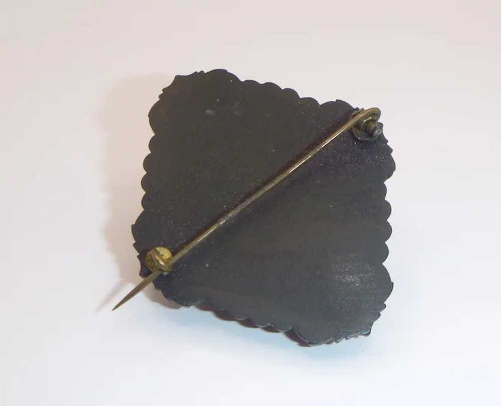 Antique Victorian Gutta Percha Mourning Brooch - image 7