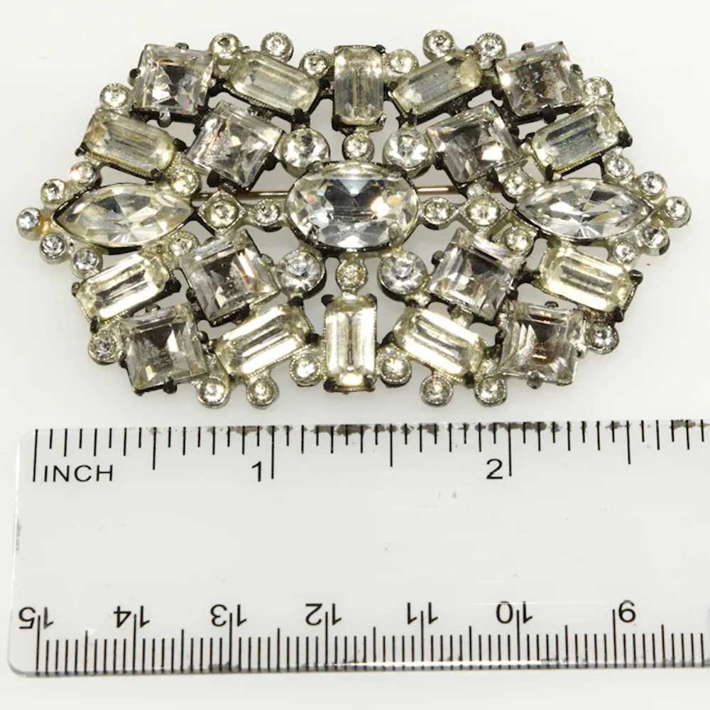 1930s Clear Rhinestones Pot Metal Brooch Vintage … - image 3