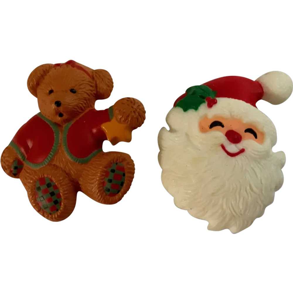 Hallmark Santa & Christmas Teddy Bear Plastic Bro… - image 1