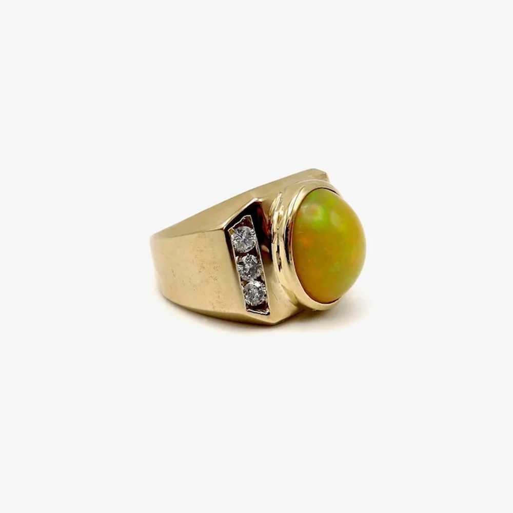 14K Gold Opal & Diamond Cocktail Ring - image 4