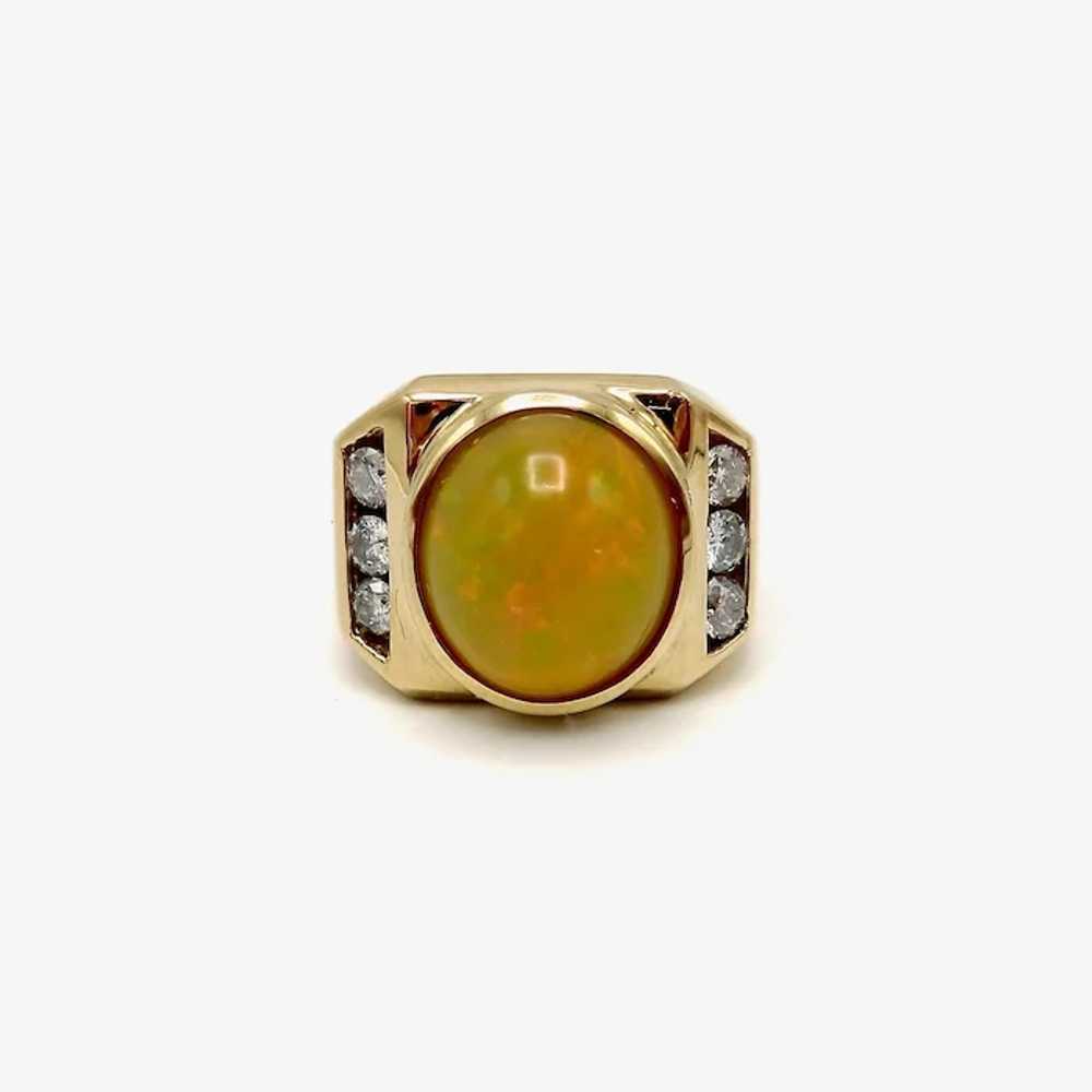 14K Gold Opal & Diamond Cocktail Ring - image 6