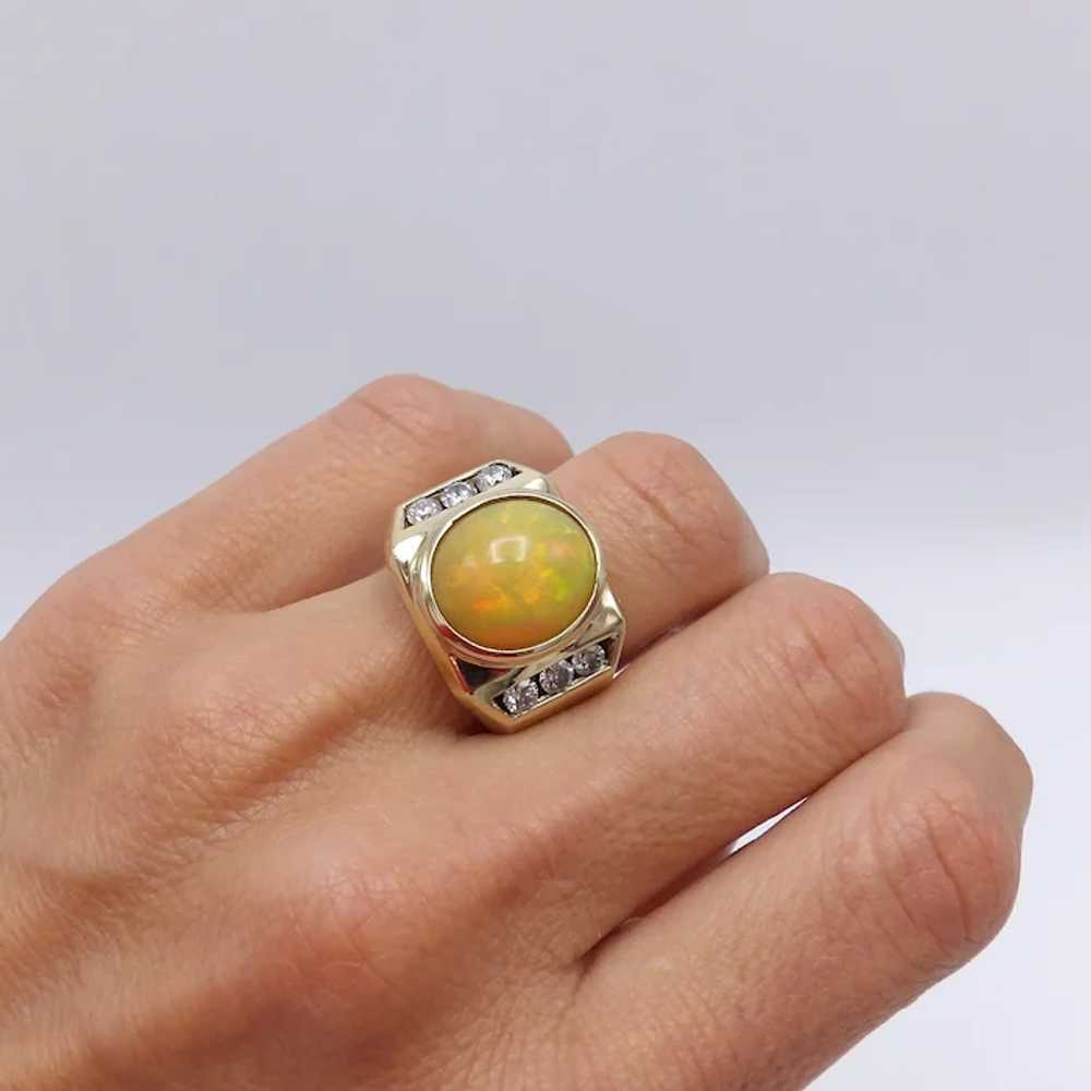 14K Gold Opal & Diamond Cocktail Ring - image 8