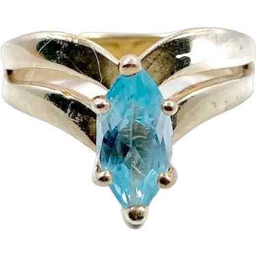 Blue Topaz Ring,Sterling Silver, Marquise, Facete… - image 1