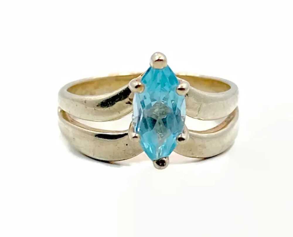 Blue Topaz Ring,Sterling Silver, Marquise, Facete… - image 3