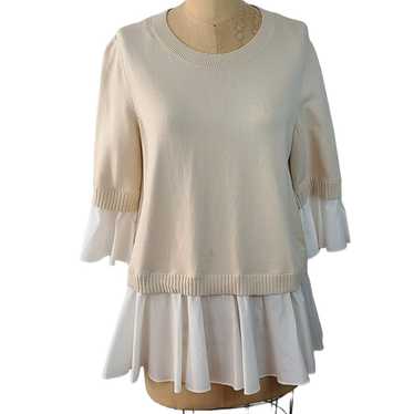 Cos COS cream cotton sweater with cotton peplum an