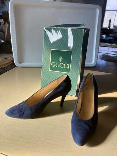 Gucci Blue suede vintage 1980s Gucci pumps with or