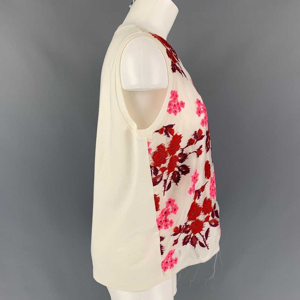 Giambattista Valli White & Burgundy Cotton Silk F… - image 3