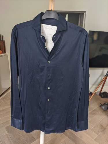 Canali Cutaway-Collar Cotton-Jersey Shirt Navy M