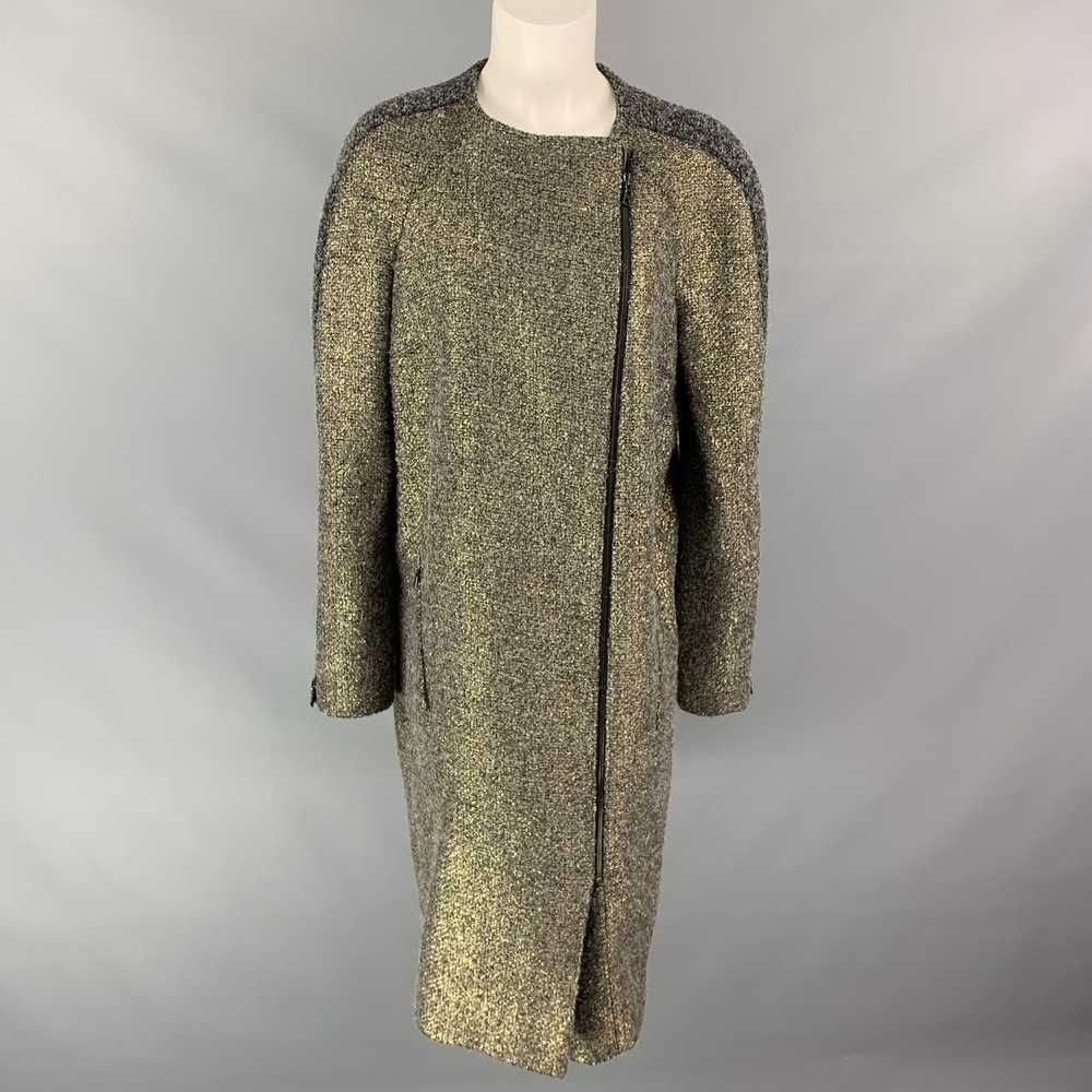 Monique Lhuillier Grey & Gold Acrylic Blend Tweed… - image 1