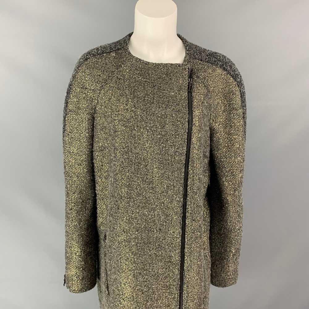Monique Lhuillier Grey & Gold Acrylic Blend Tweed… - image 2