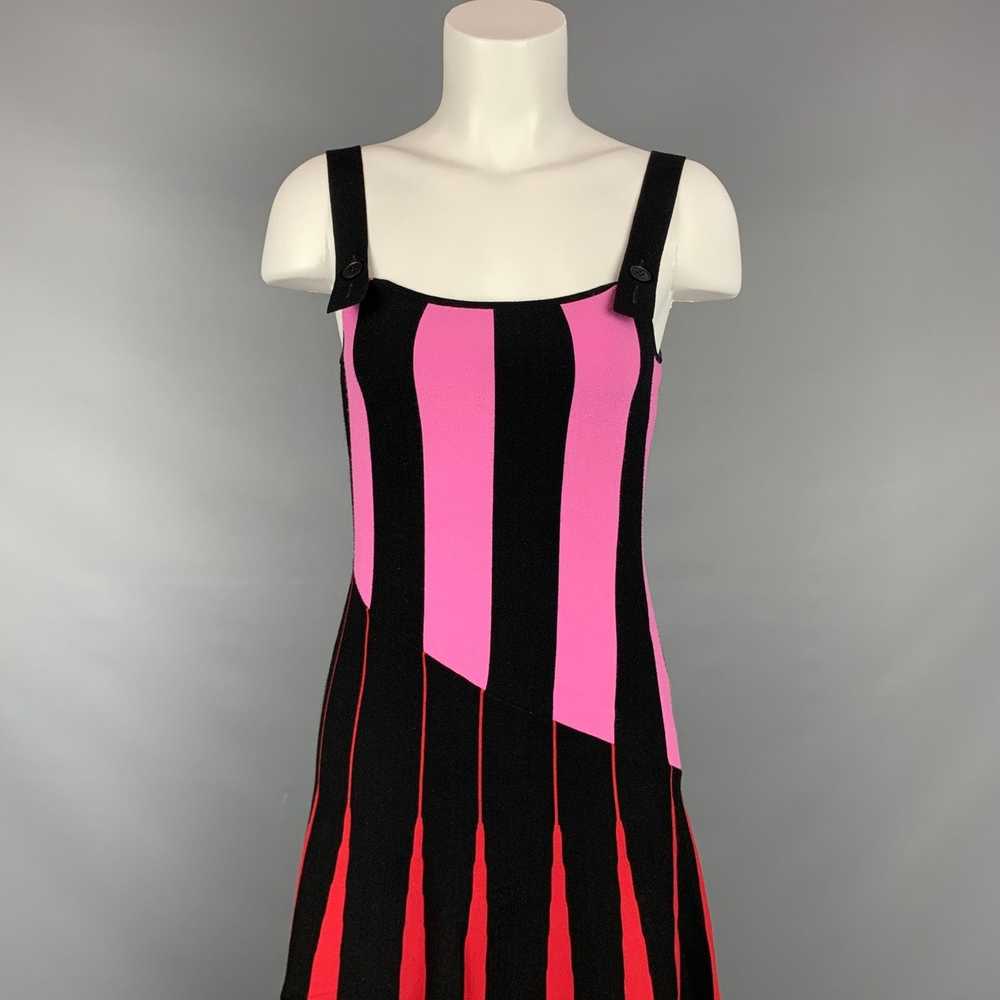 Tomas Maier Black & Red Viscose Polyester Stripe … - image 2