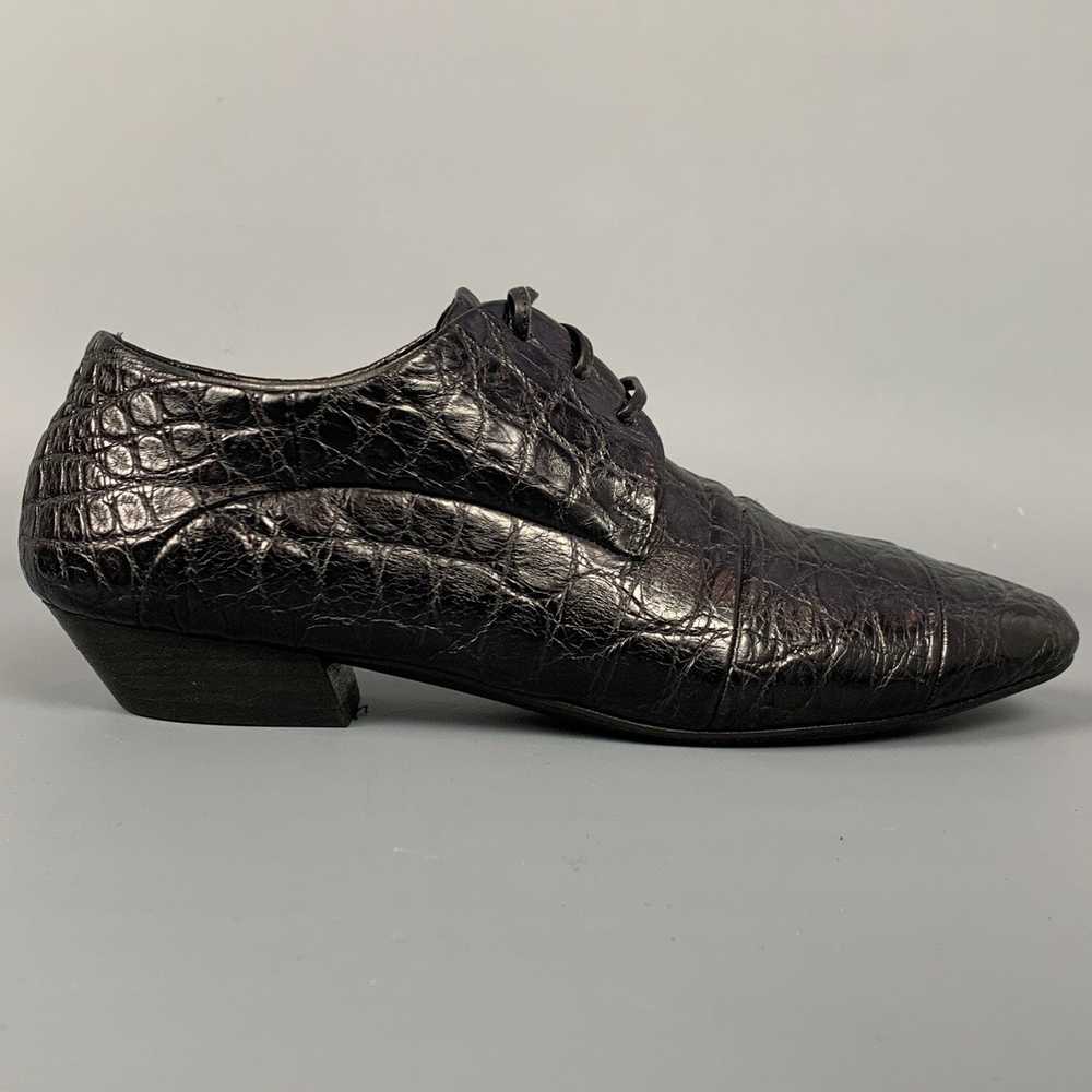 Marsell Black Embossed Leather Flat Laces - image 1