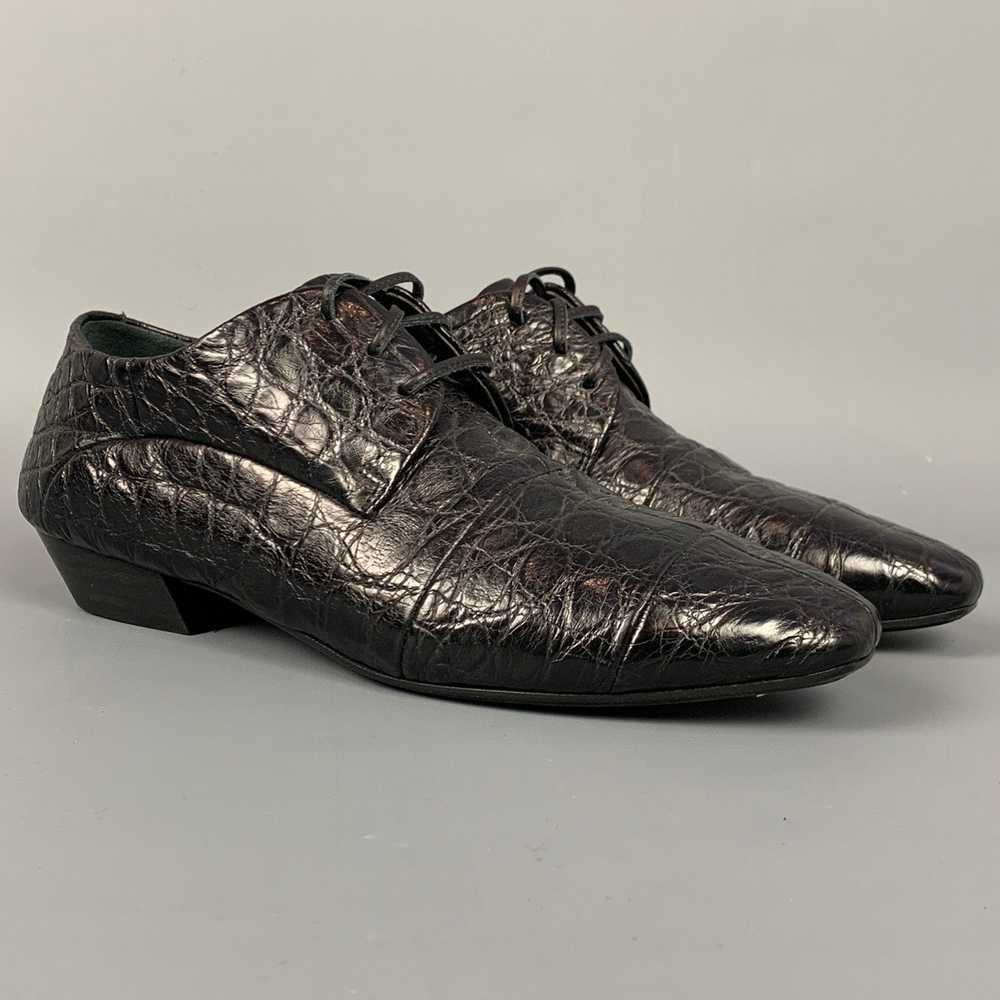 Marsell Black Embossed Leather Flat Laces - image 2
