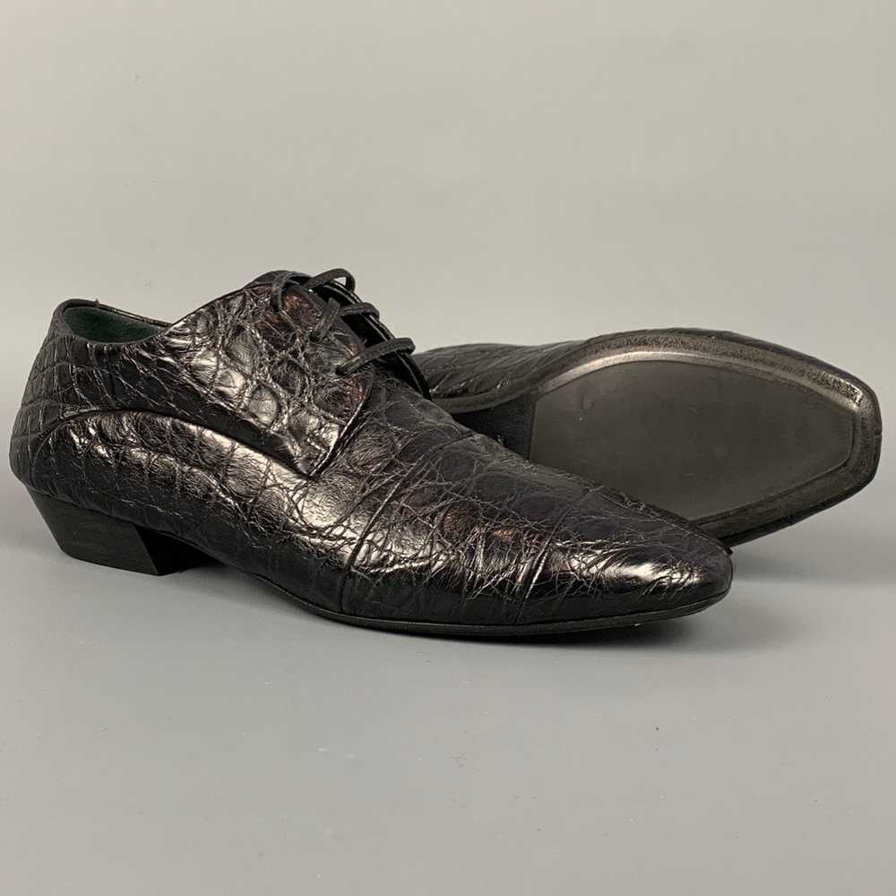 Marsell Black Embossed Leather Flat Laces - image 3