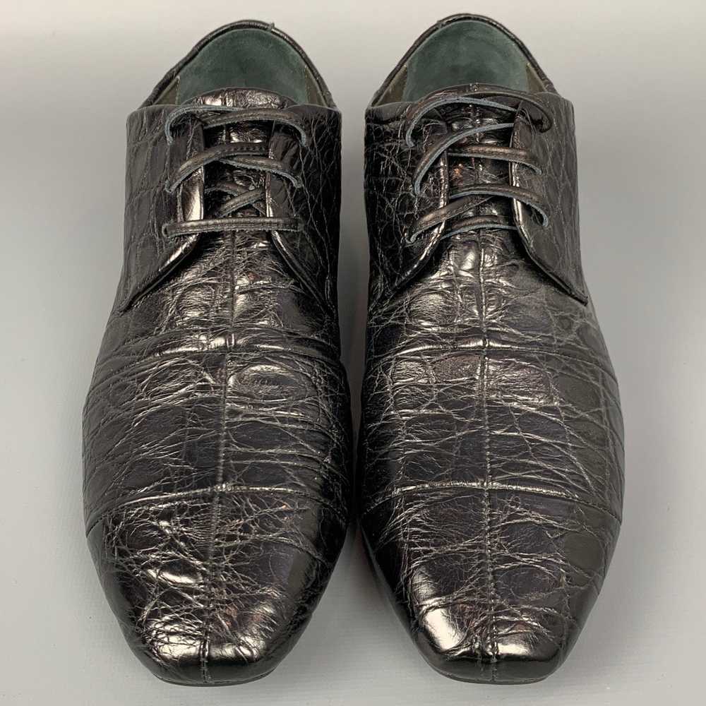 Marsell Black Embossed Leather Flat Laces - image 4