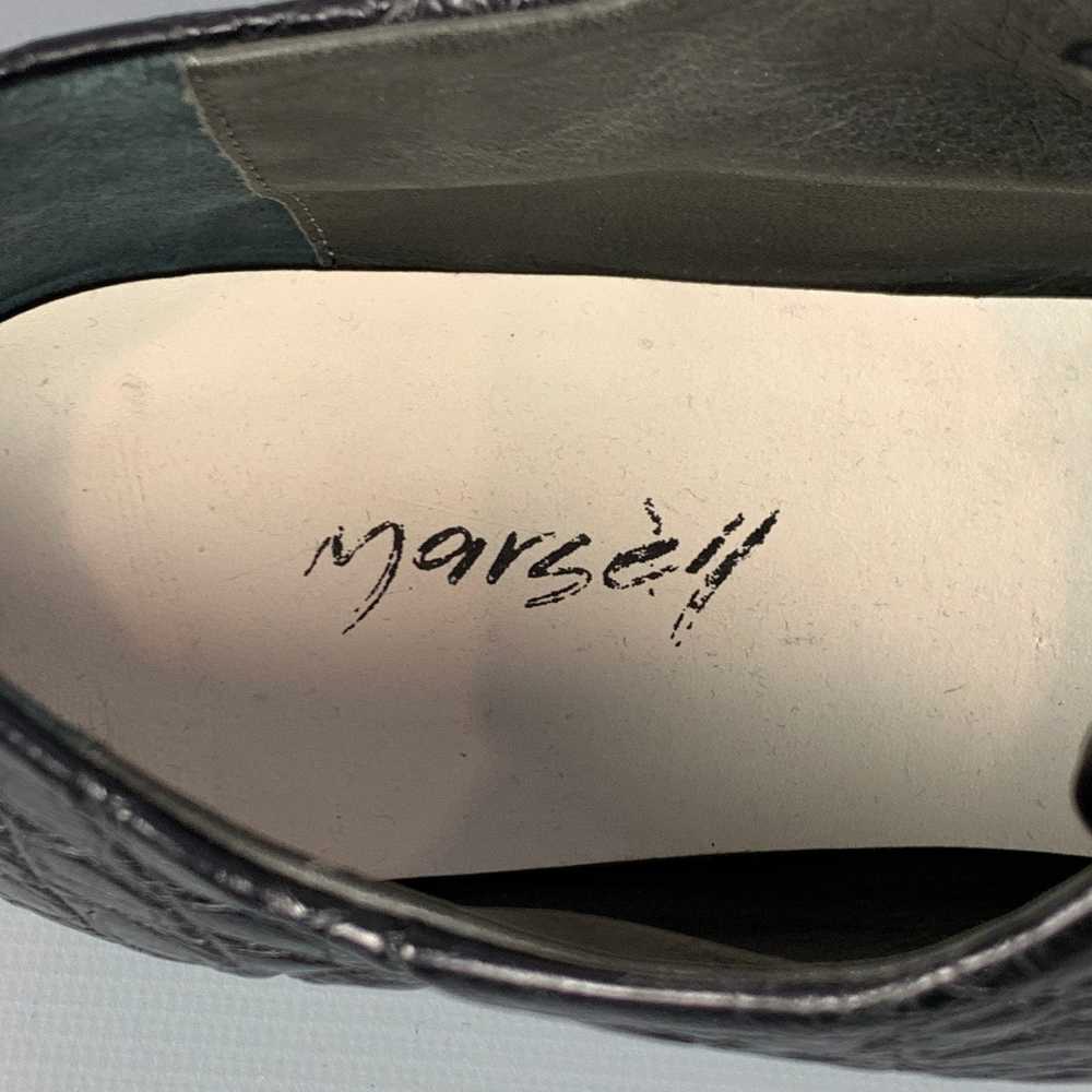 Marsell Black Embossed Leather Flat Laces - image 6