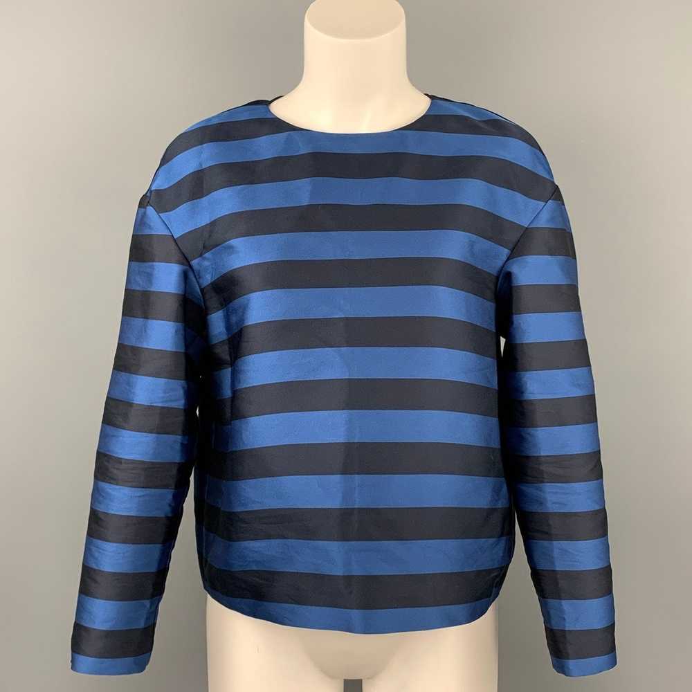 RED Valentino Navy & Black Stripe Polyester Silk … - image 1