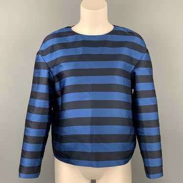 RED Valentino Navy & Black Stripe Polyester Silk … - image 1