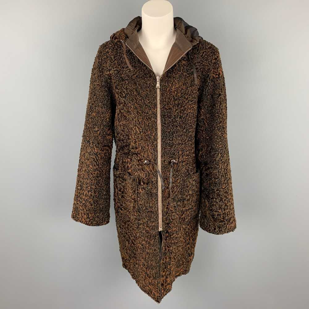 Vintage Brown Stripe Astrakhan Fur Reversible Hoo… - image 1