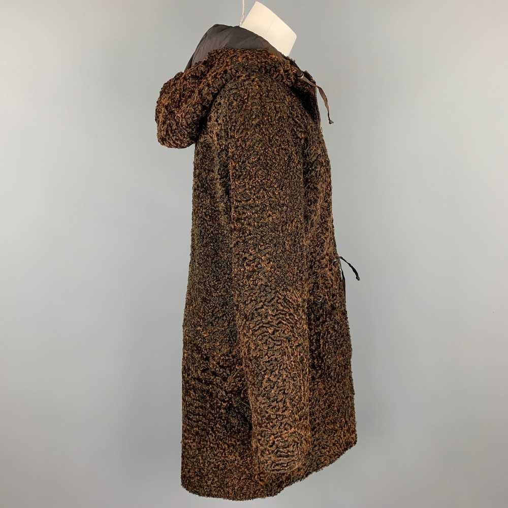 Vintage Brown Stripe Astrakhan Fur Reversible Hoo… - image 3