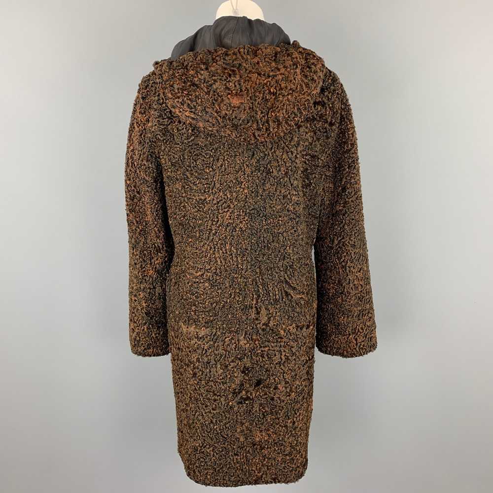 Vintage Brown Stripe Astrakhan Fur Reversible Hoo… - image 4