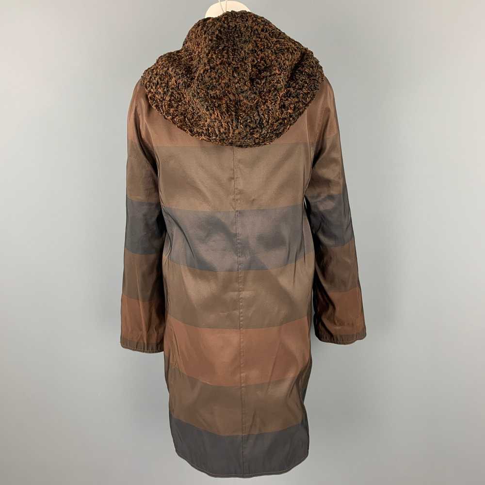 Vintage Brown Stripe Astrakhan Fur Reversible Hoo… - image 6