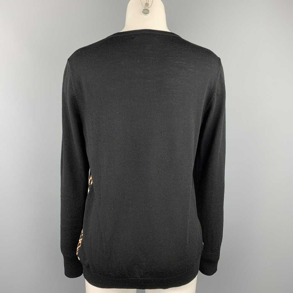 Equipment Black & Tan Leopard Wool Silk Pullover - image 4