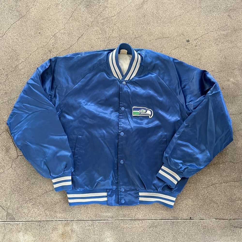 Vintage 1980s Seattle Seahawks Old Logo Chalk Line Satin Bomber Jacket –  Rad Max Vintage